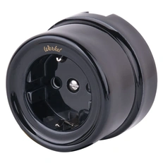 Изображение Розетка с заземлением (черный) Ретро W5671008