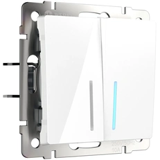 Изображение Выключатель двухклавишный с подсветкой (белый глянцевый) W1120101